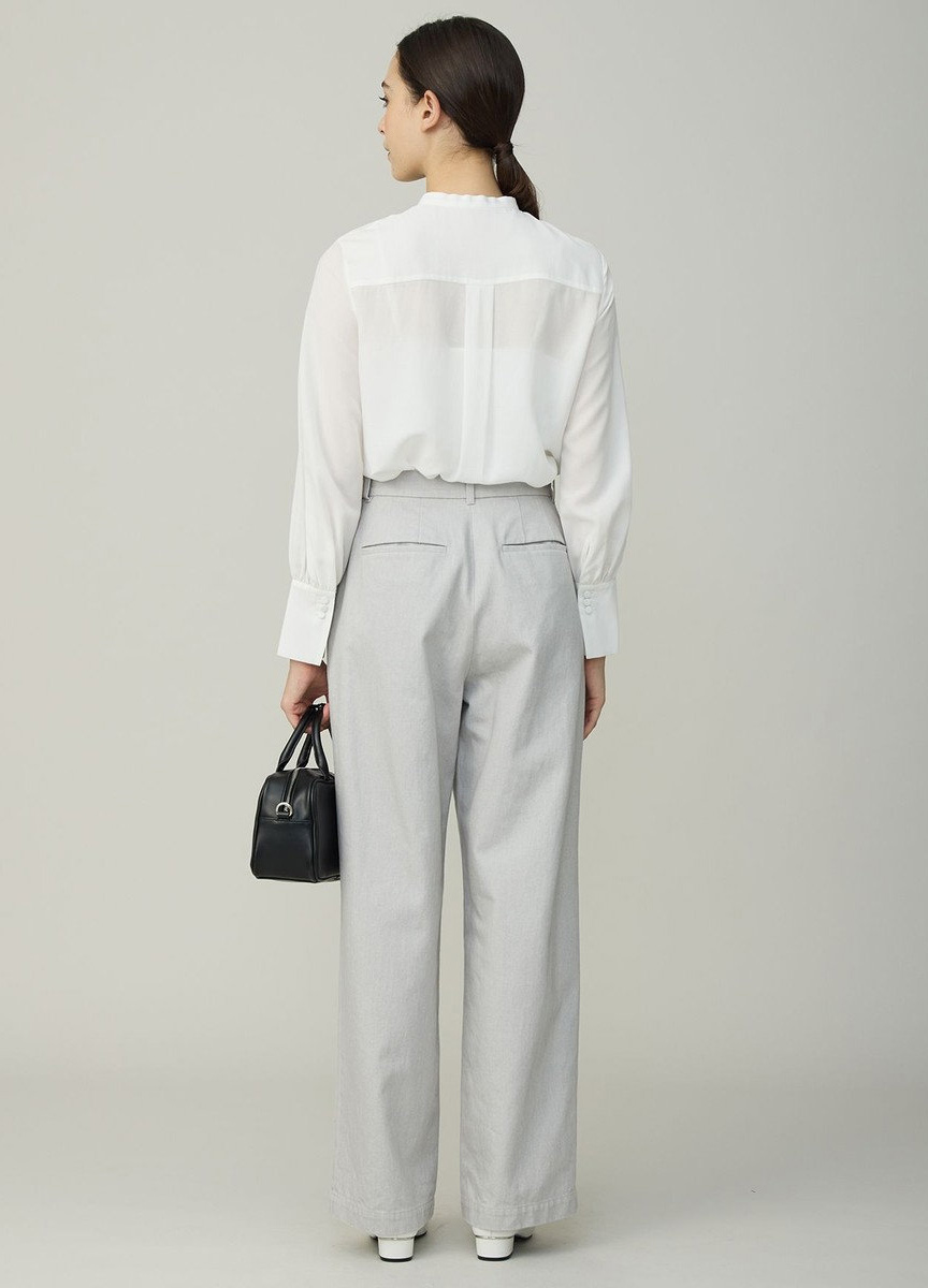 可卸式領巾長袖襯衫